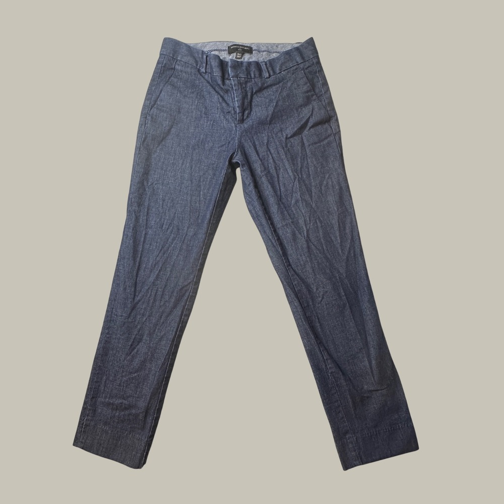 Banana Republic Pants Womens 2 Avery Blue Chambray Tailored Slim Straight Casual